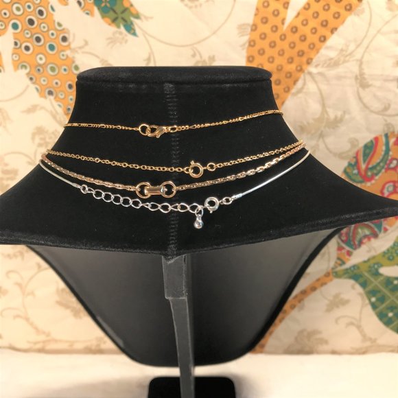 4 Pc Necklace Set Christian Cross God Jesus Church Silver & Gold Tone Rhinestone - Picture 5 of 11